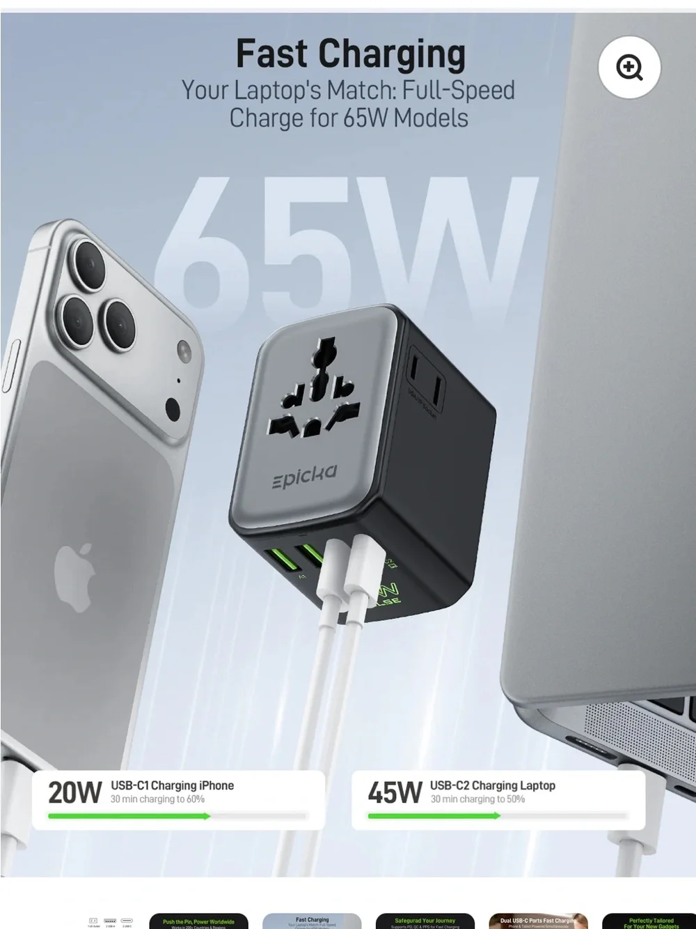 Pulse Duo 65W Universal Travel Adapter - Black